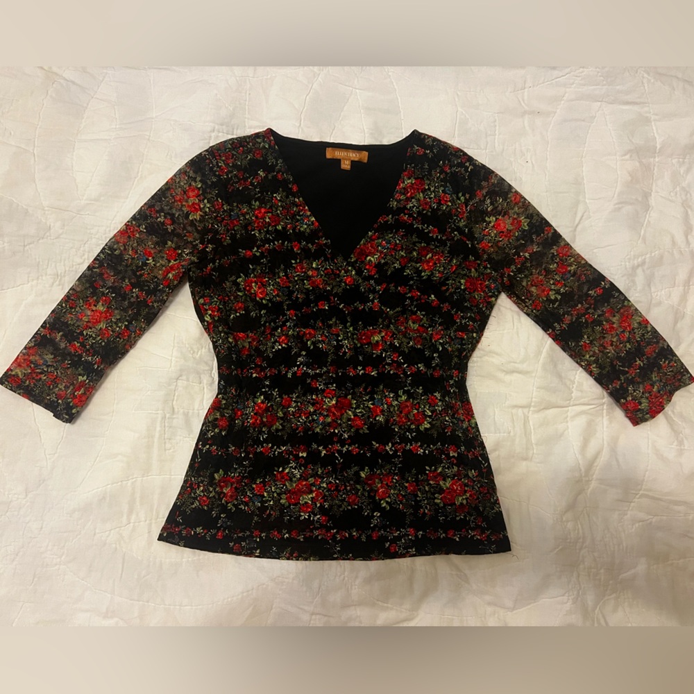 Floral Lace 3/4 Sleeve Top